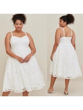 Torrid Crochet Lace Sweetheart Midi Dress - Lace White